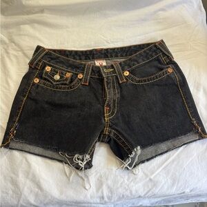 True Religion Black Jean Cutoff Shorts size 30, 4 in inseam
